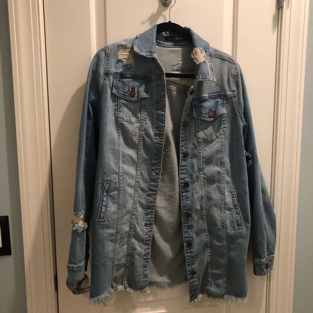 Distressed denim jacket